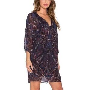 Joie Women’s 100% Silk Blue Multicolor Paisley Drop Shoulder Dress Size M